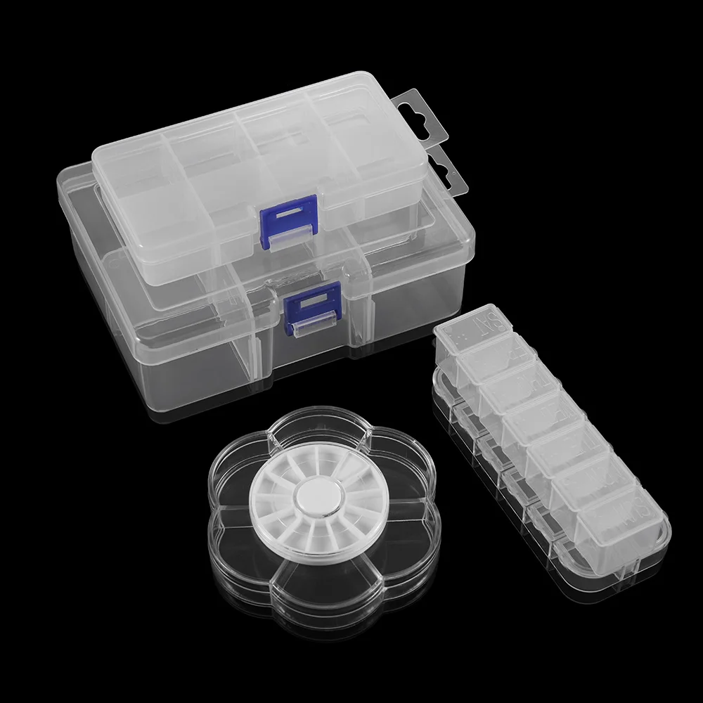 Multi Style Round Square Grids Adjustable Plastic Jewelry Box Storage Display Boxs Jewelry Accessories Storage For DIY Supplies image 4