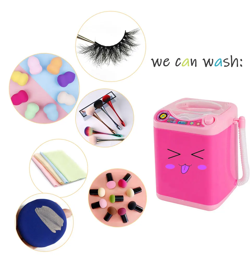 Mini Makeup Brush Cleaning Electric Washing Machine Toys Cleaner Play House Toys Mink Lash Kids Toy Cloth Washing Machine Makeu