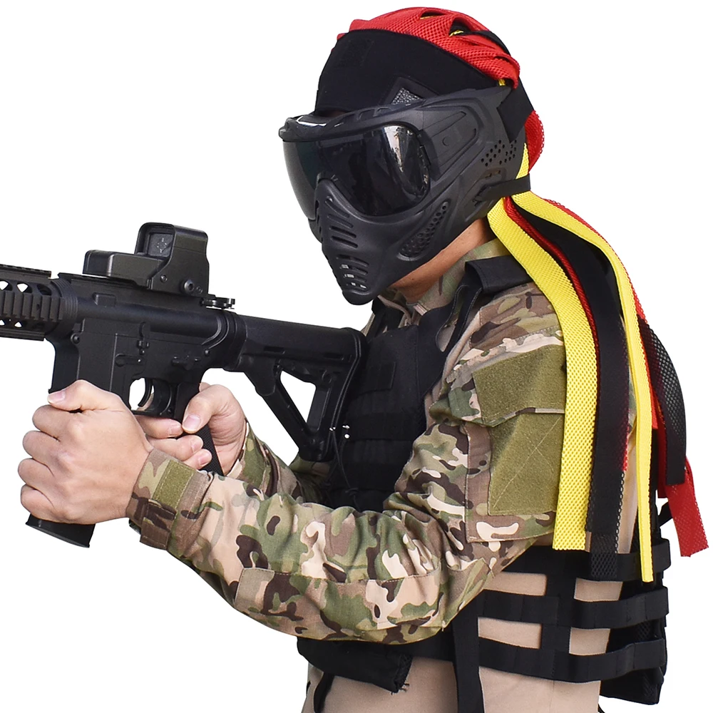 Airsoft masker pelindung wajah penuh, aksesoris taktis Indy kepang dahi tutup kepala, berburu Paintball