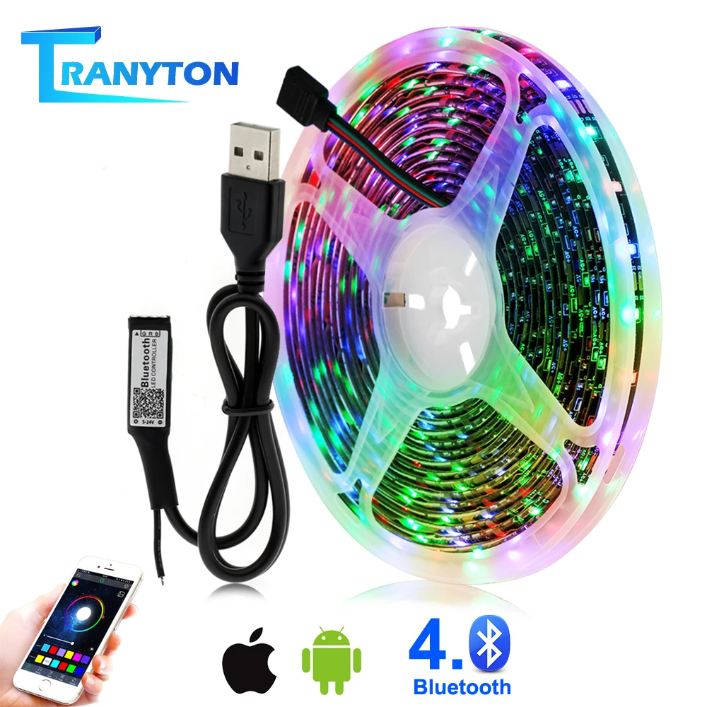 

Bluetooth-управление музыкой, 5 В, USB-светодиодная лента, 2835 RGB, гибсветильник, 1 м, 2 м, 3 м, 5 м, черная светодиодная лента для фосветильник освещения телевизора.