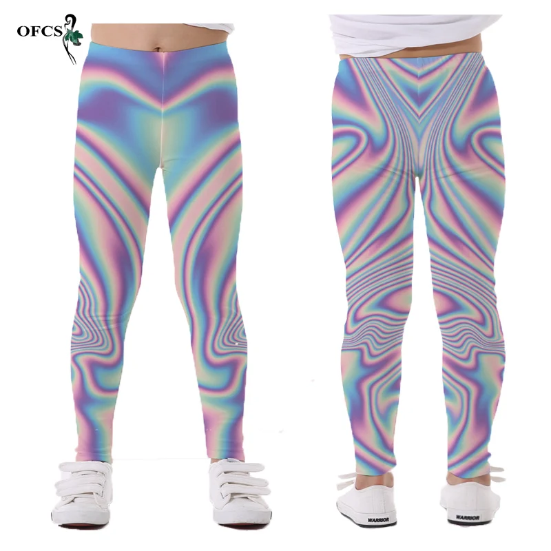 Spring Selling Sweet Girl Print Leggings Glide Stripes Shine Brightly Kids Girls Slim Long Pants 5-12 Y Children Skinny Clothing