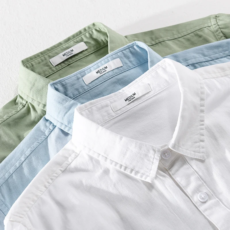 

New style simple casual pure cotton half sleeve white shirts men fashion comfortable embroidery workwear shirt for men