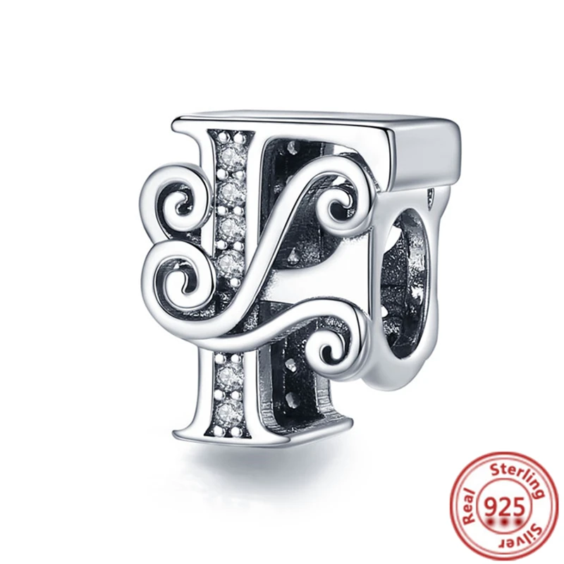 100% Real 925 Sterling Silver Letter Alphabet A-Z Charm Name Bead Fit Original Pandora Charms bracciale ciondolo donna gioielli fai da te