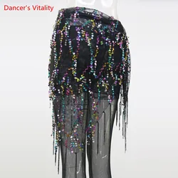 สไตล์ใหม่Belly Dance Sequinsพู่Belly Danceเข็มขัดHipผ้าเช็ดหน้าเข็มขัด