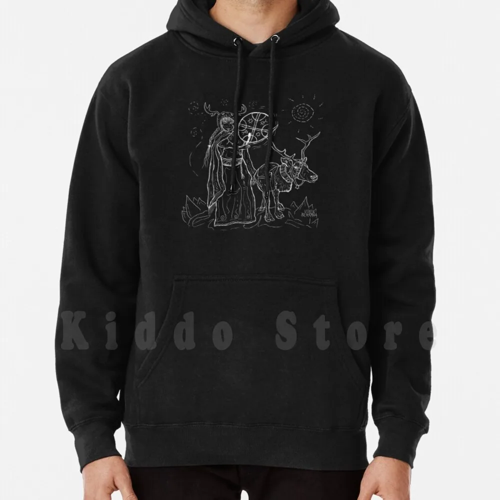 The Noaidi Hoodie Long Sleeve Noaidi Noaidis Shaman Shamanism Shamanic Chant Drum Joik Chanting Ritual Reindeer