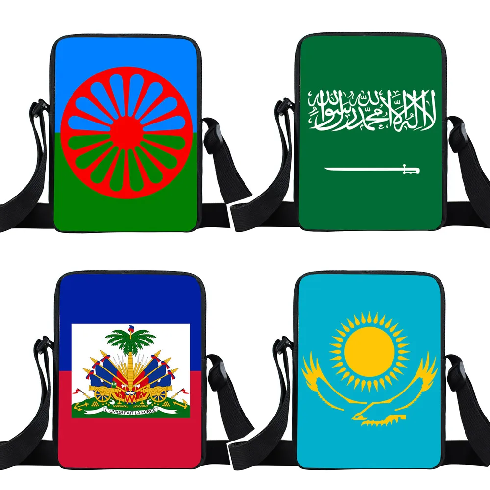 Romany Gypsy Shoulder Bag Haitian / Kazakhstan / Arabic Algerie / Saudi Arabia Flag Women Handbag Bohemian Gipsy Girl Cross Bags