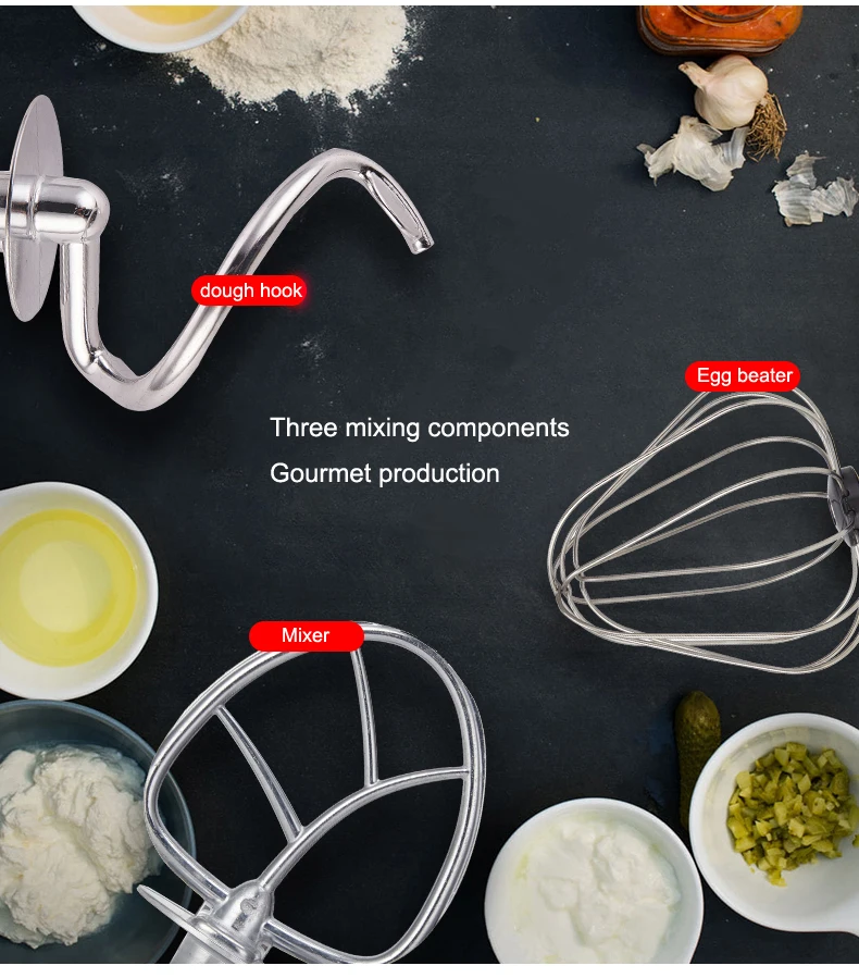 Commercial stainless steel 7L Dough Mixer whiper beater hoook Electric Food Mixer 7L Egg Cream Salad Beater accessories