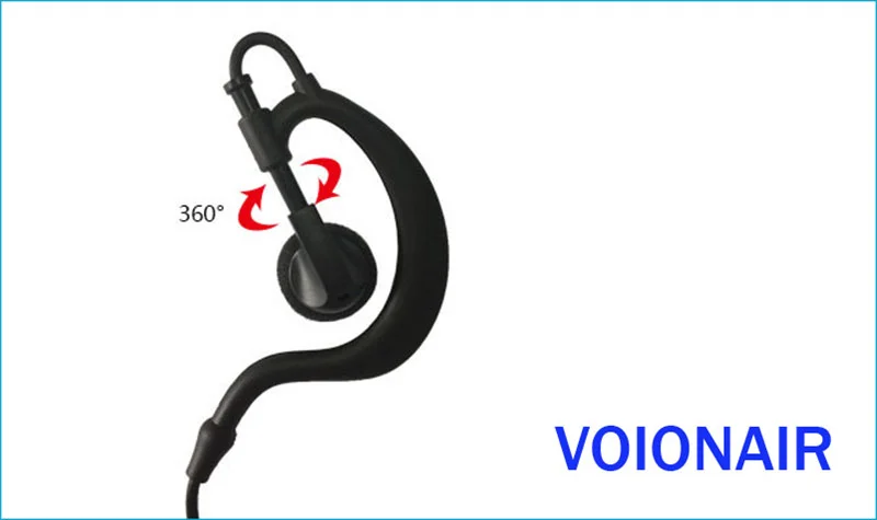 VOIONAIR 10pcs/lot 3.5mm Connector G Ear Hook Listen Only Headset Earpiece For Speaker Microphone