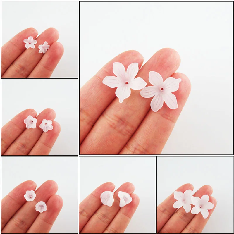 Fashion New Acrylic Charms Frosted Plastic Horn Snowflake Star Retro Spacer Beads End Caps White