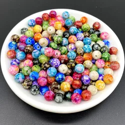 50pcs/lot 8mm Multicolor spray painting Acrylic Round Beads Loose Spacer beads Jewelry Making Bracelet Pendant Earring DIY