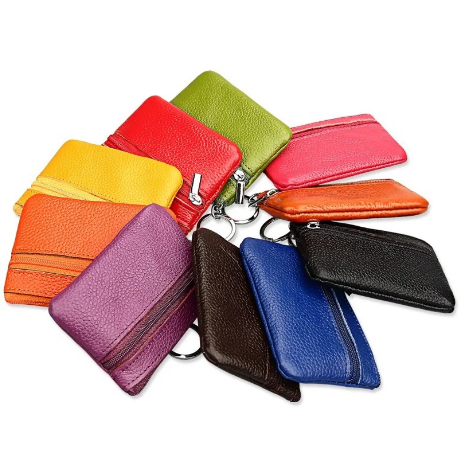 2019 New Brand Men Soft Genuine Leather Card Holder Women Coin Purse Key Holder Zip Wallet Pouch Bag Purse