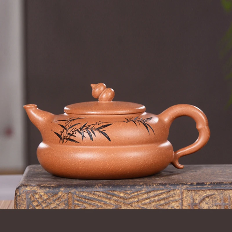 

|A high end clay teapot Yixing handmade teapot downhill clay gourd Teapot Set New Tea Set