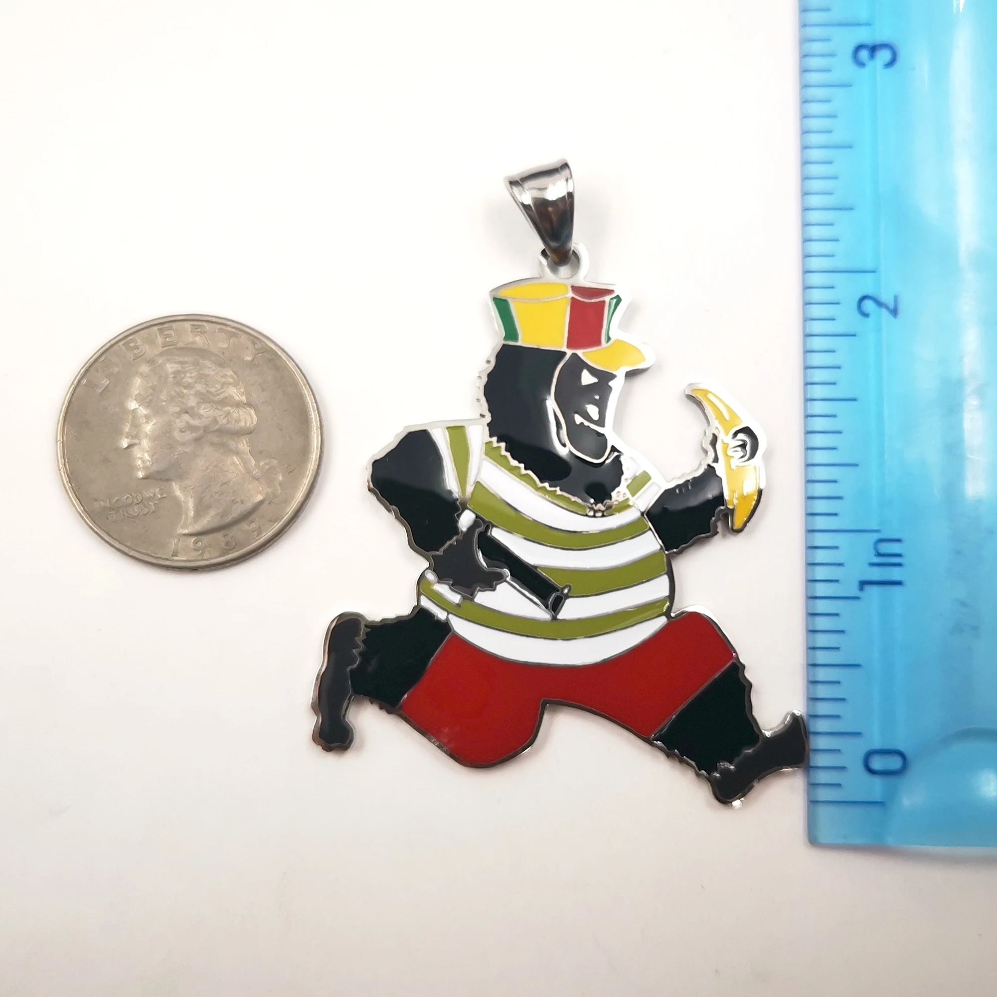 Mens Large 2 inch ICP Ape Boy Charms Juggalo Pendant Charms Stainless steel Necklace Ball chain 3mm 30 inch image 5