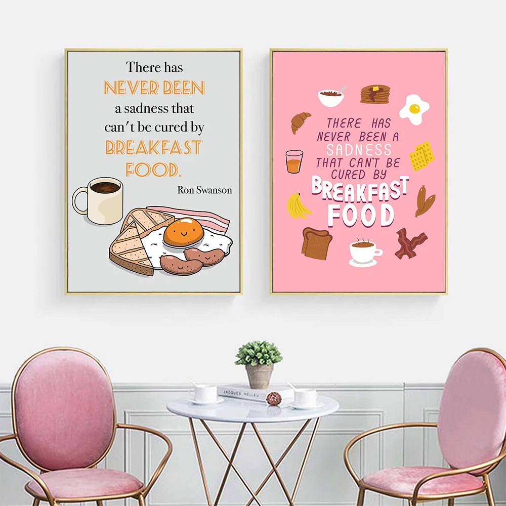 Breakfast Food Quote Art Poster Print Ron Swanson Funny Wall Egg Bread Canvas Painting Bakery Coffee Shop Kitchen Decor Pictures