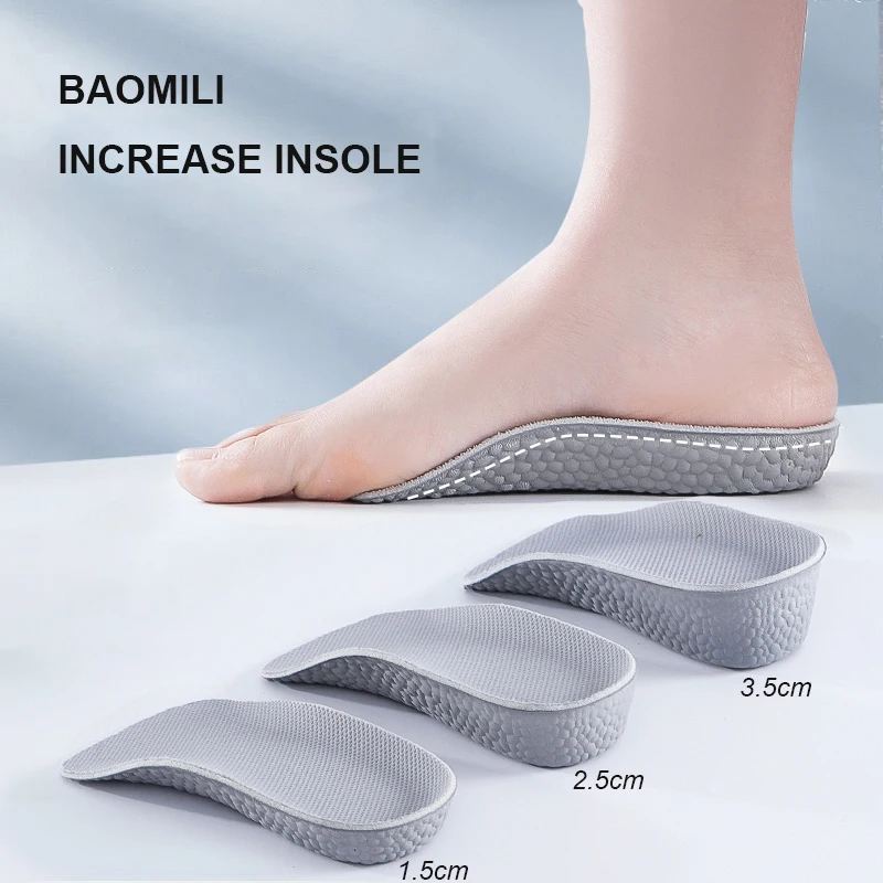 BAOMILI Increase Height Insoles Arch Support Soft Elastic Lift for Men Women Shoe Pads 1.5CM 2.5CM 3.5CM Heighten Lift