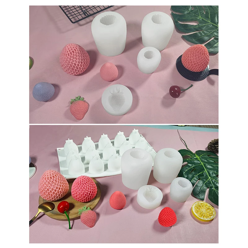 Big Strawberry Candle Mold Simulation Strawberry Candle Silicone Mold Chocolate Mold DIY Soap Molds