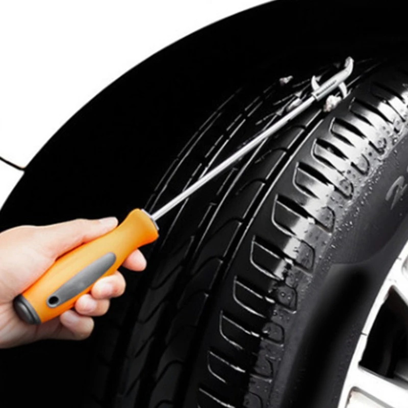 Auto Motorcycle Long Reach Stone Remover Multifunctional Tire Cleaning Hook Pipe with Detachable Screwdriver