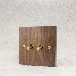Avoir Pure Solid Wood Toggle Switch Home Wall Light Switches Retro Brass Lever EU FR Electrical Outlets Sockets 2 Way RJ45 TV