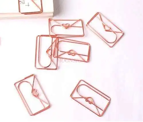 10pcs Oro Rosa Paperclip Busta di Carta Clip di Carta Clip