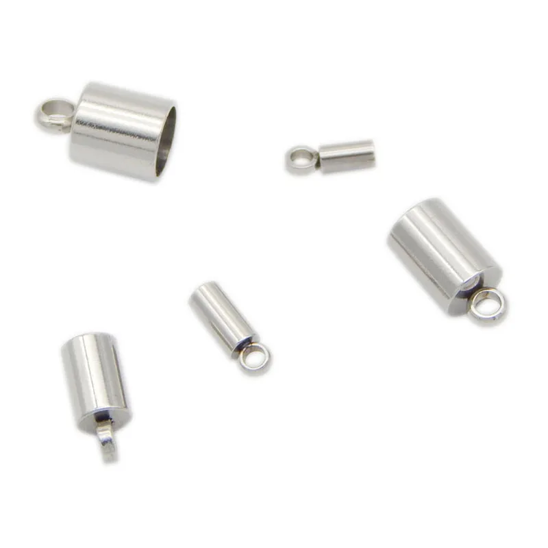 Stainless Steel End Caps DIY Jewelry Accessories Findings For Leather Cord Bracelet 1.2mm-8.0mm Hole 10 Sizes 100pcs/lot BXGA001