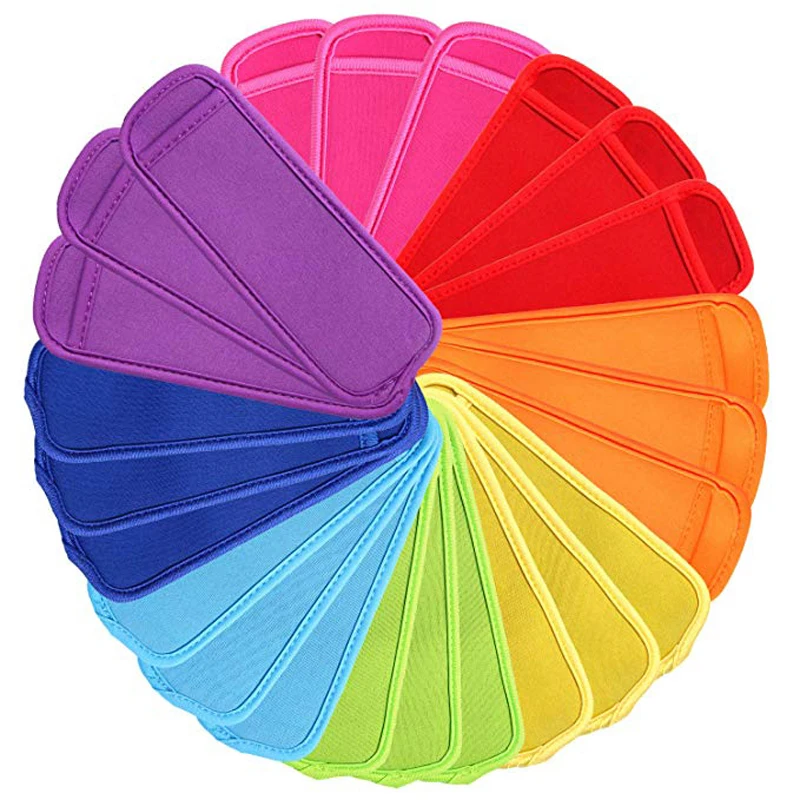 Confezione da 12-24 sacchetti per ghiaccioli riutilizzabili manicotti per ghiaccioli in Neoprene antigelo congelatore per ghiaccio copertura protettiva a forma di squalo sirena