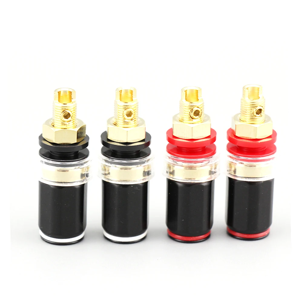 Hifi 4pcs speaker Jack Socket Binding Post Pure Copper Gold-plated Terminal Block Amplifier Wire Connector