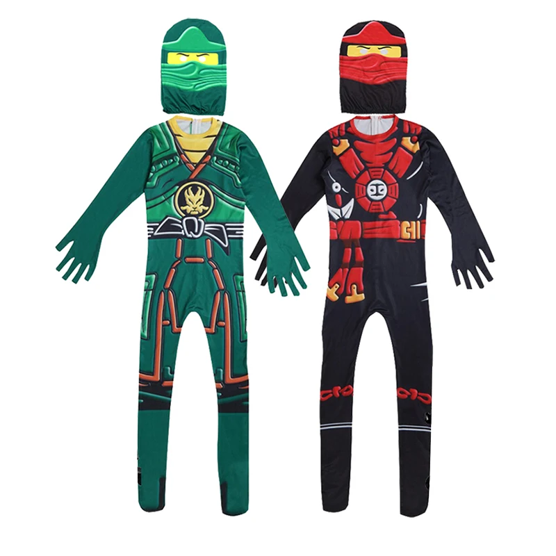 Superhero Ninja Kids Jumpsuits Zentai Halloween Costumes for Kids Samurai Knight Cosplay Anime Carnival Masquerade Mask Boys