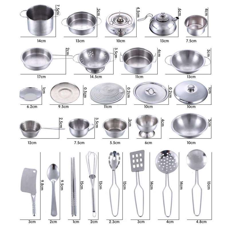 3-40 Pieces Funny Mini Kitchen Cookware Pot Pan Set for Kids Pretend Cook Play Toy Simulation Kitchen Utensils Toy New Year Gift