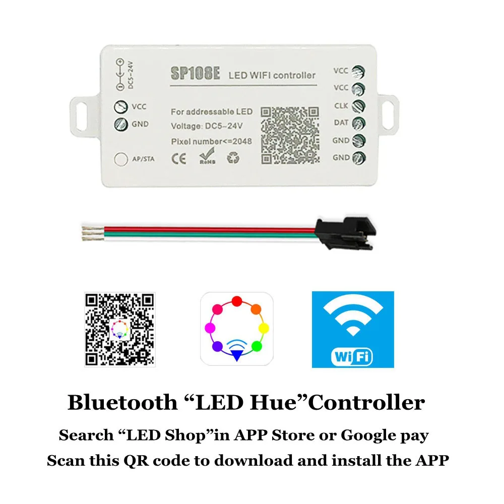 SP108E Wifi Controller WS2812B SK6812 RGB Led Strip Magic Home Bluetooth USB Remote DC5V