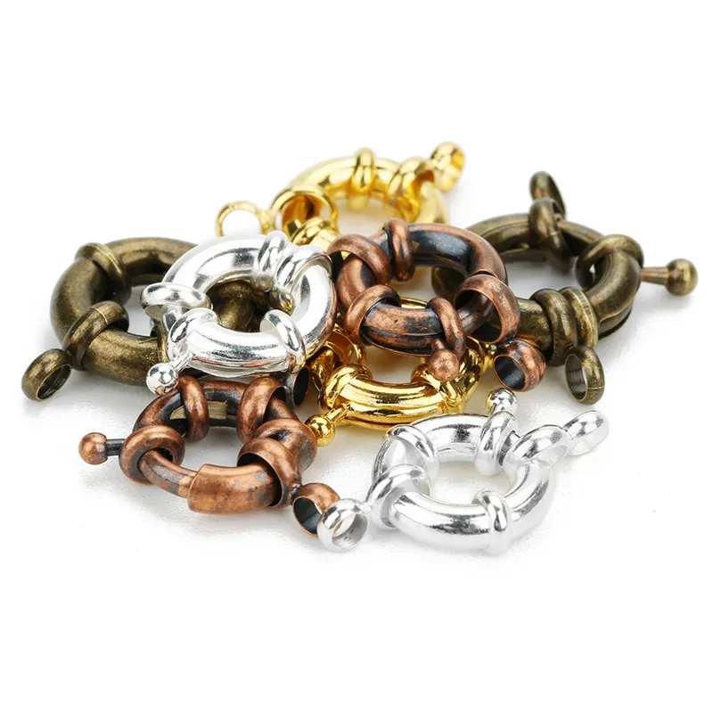 10pcs Copper Sailor Clasps Connector Fit Charm Bracelets End Clasps DIY Jewelry Making Findings Round Clavicle Necklace Clasp