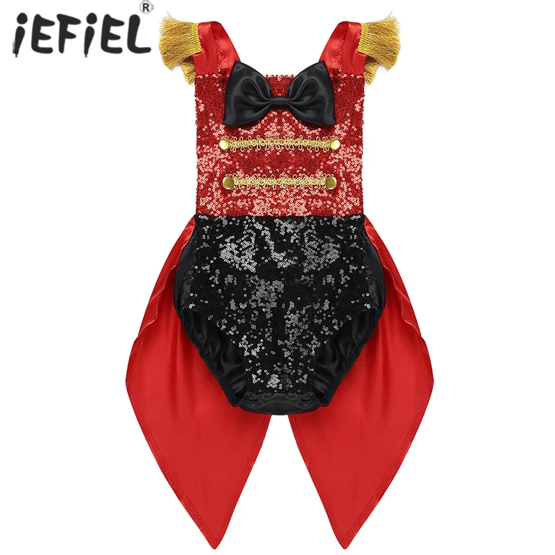 

Infant Baby Girls Ringmaster Circus Costume Rompers Sleeveless Sequined Bowknot Romper for Halloween Cosplay Party Dress Up