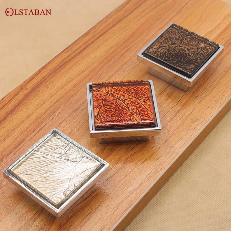European And American Simple Square Zinc Alloy Crystal Knob Drawer Wardrobe Cabinet Door Handle Furniture Accessories