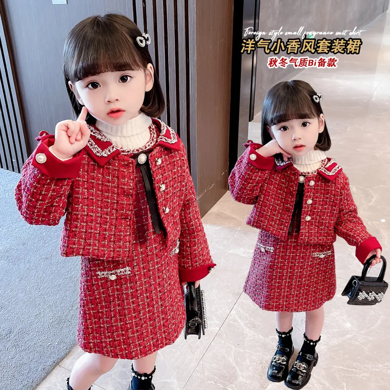 

Kids Clorhing Sets Girl Spring Autumn Winter Clothing Set Elegant Jacket+dress, Kids Children Princess Birthday 2pcs Clothes