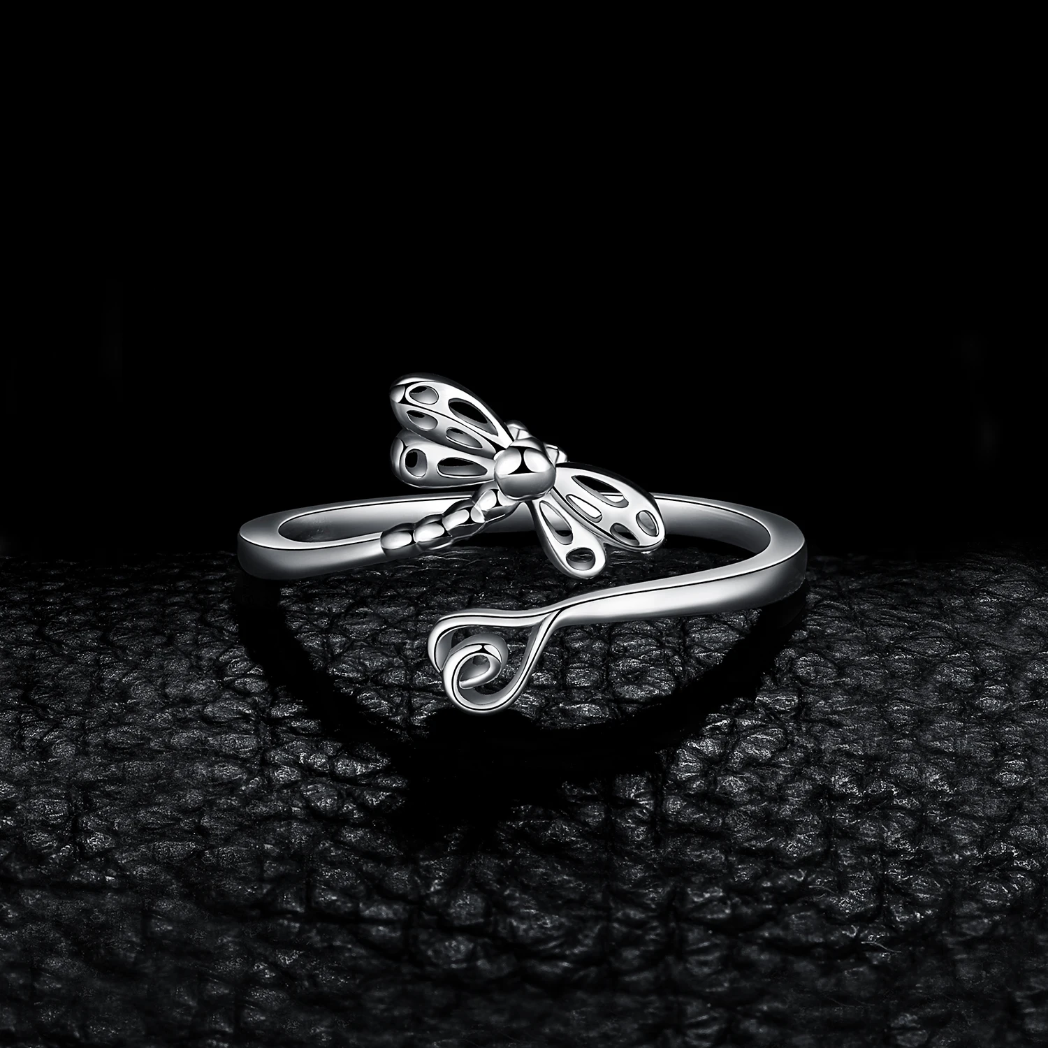 JewelryPalace Dragonfly Heart Love 925 Sterling Silver Open Adjustable Band Stackable Cuff Wrap Thumb Finger Rings for Women