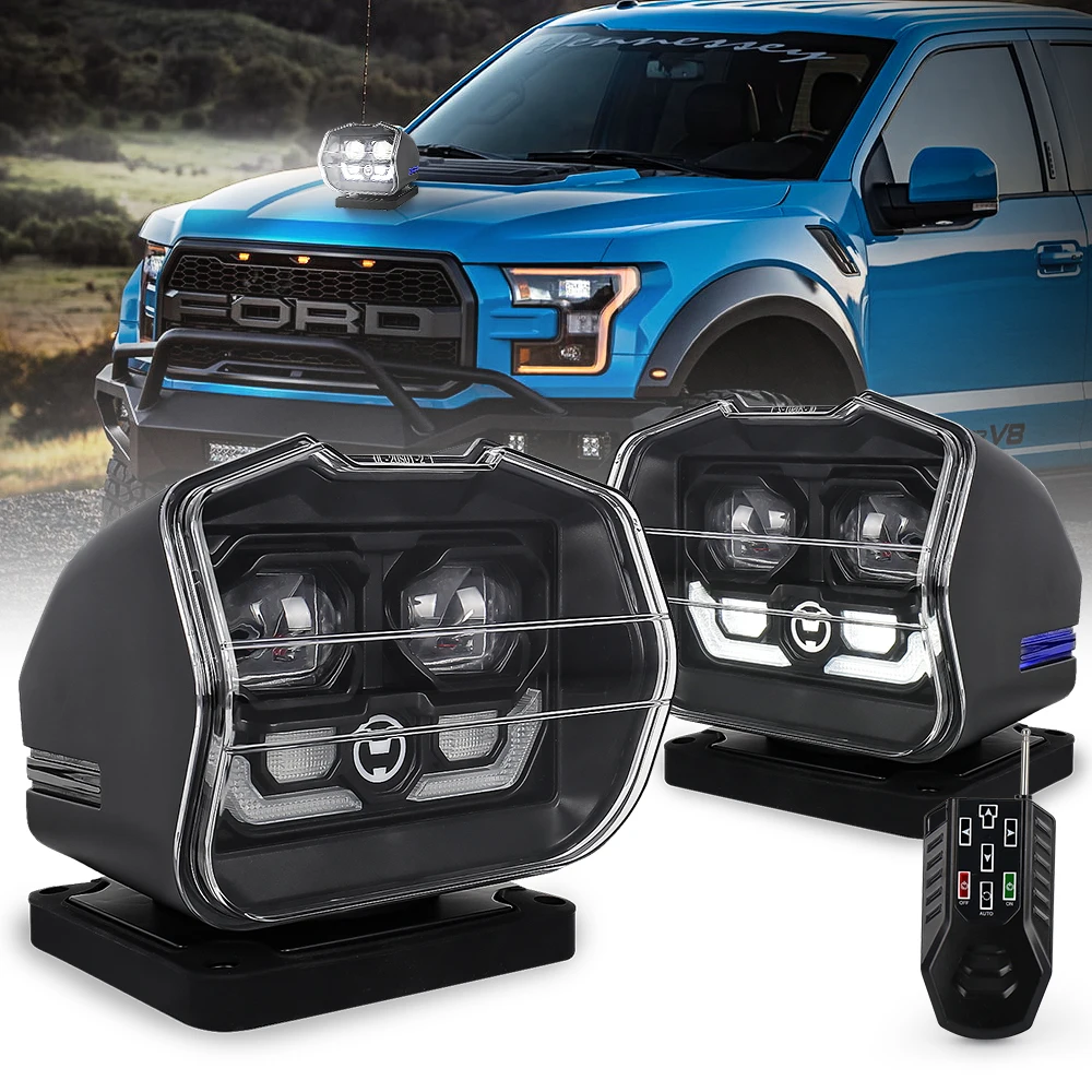 

LED Searchlight 360 Degree Rotating Wireless Remote Control Bright Search Light Work Hunting Spotlight For Off Road Truck Yacht