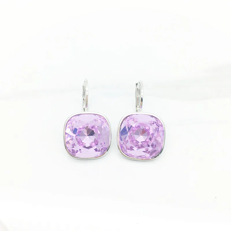 Ms.Betti 2021 Newest Year Cushion Square Fancy Stones Earrings With Lever Back French Hook For Fashion Women\'s Wedding Gifts