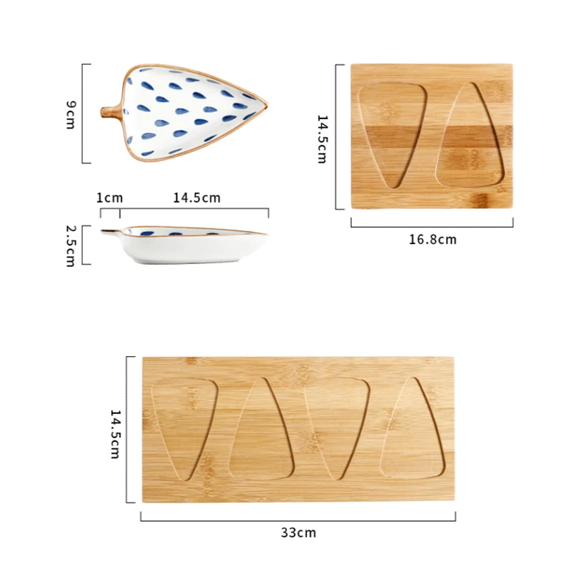 Japanese Ceramic Small Cake Plate Leaf Shape Creative Snack Bowl Candy Sushi Dish Set Dessert Fruit Tray Cute Kitchen Tableware