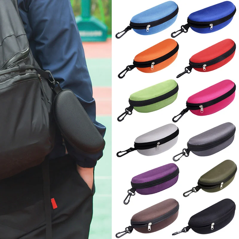 

Portable Sunglasses Case Glasses Protector Lightweight Zipper Eyeglass Shell with Carabiner NIN668