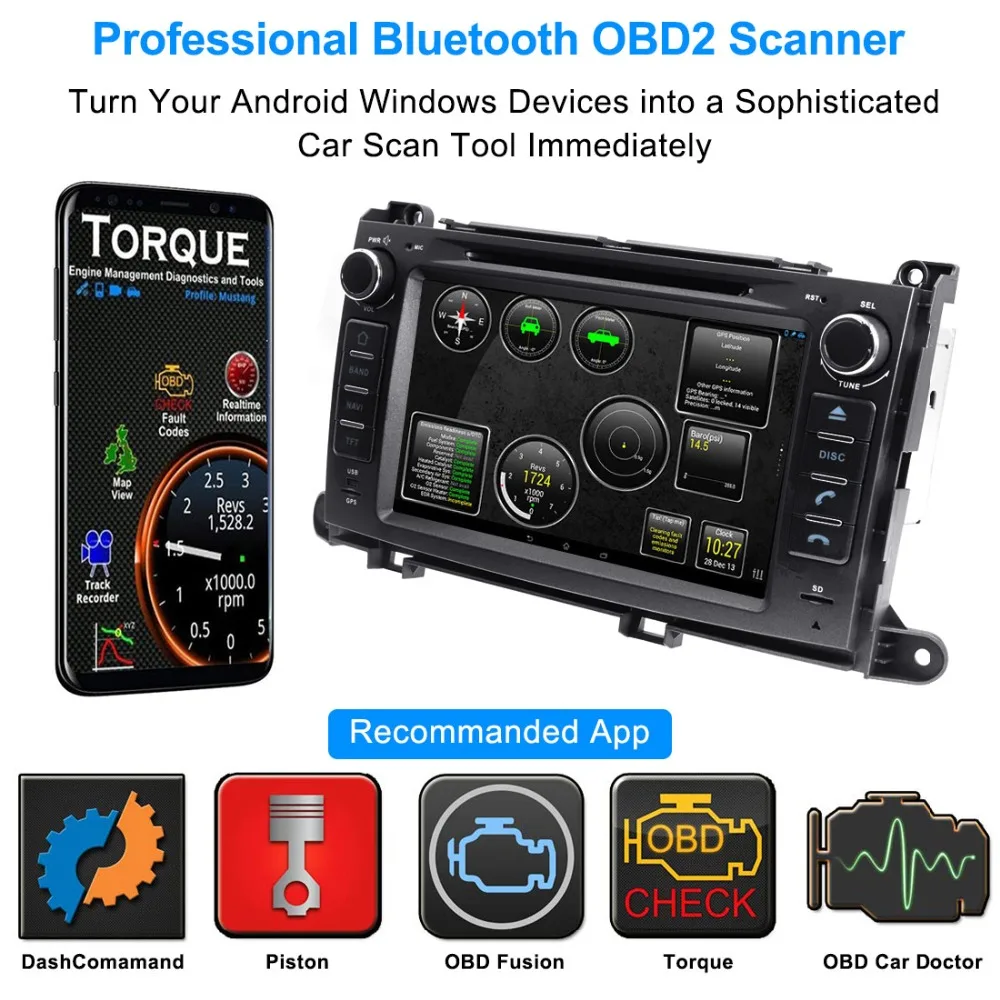 OBD2 ELM327 bluetooth model BT OBD tools use in car Navigation Fit for Android 5.1 Android6.0/7.1/9.0/Android 8.0/10.0 system