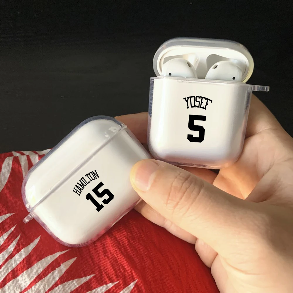اسم رقم كرة السلة حافظة مخصصة لأجهزة Apple Airpods 1 2 3 غطاء سيليكون ناعم شعار صورة نص حافظة شخصية لأجهزة Airpods Pro