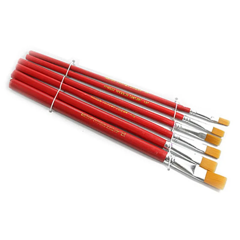 6 Pcs/Set Bristles Paint Brushes Paint Brushes Set for Art Acrylic Gouache Oil Watercolor Artist Canvas Synthetic Nylon Tips