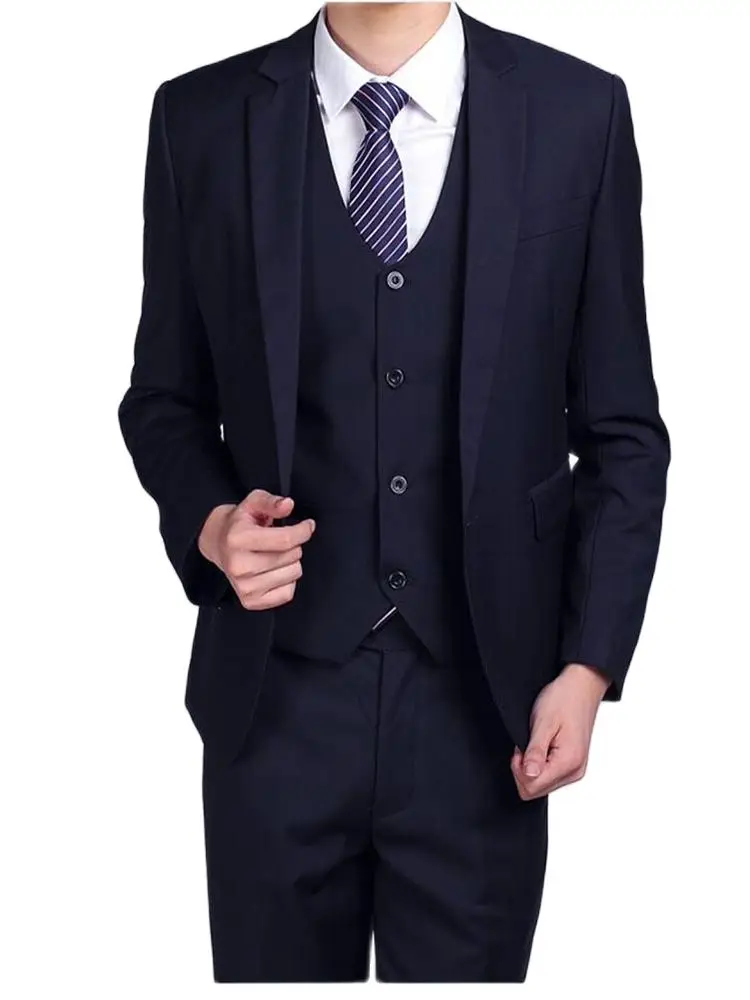 

Latest Blazer Trousers Design Navy Blue Wedding Suits For Men 3Pieces(Jacket+Pants+Vest+Tie)Tuxedos Prom Coat Masculino Trajes