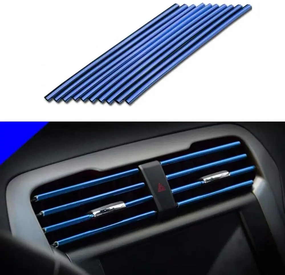 10 Stück 20 cm Auto-Klimaanlage, Entlüftungsauslass, Zierstreifen, U-Form, Chrom, PVC, bunt, glänzend, für Autodekoration