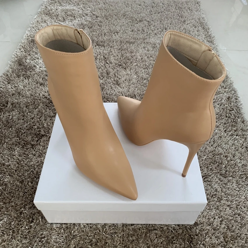 8/10CM High Heel Shoes Women Leather Ankle Boots Woman Winter Boot Ladies Snow Thin Heels Shoe