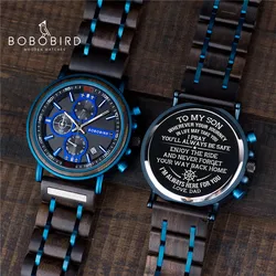 BOBO BIRD Mens Watch Customized Logo for Engrave Your Personalized Logo As Gift With Wooden Box Father's Day Gift reloj hombre