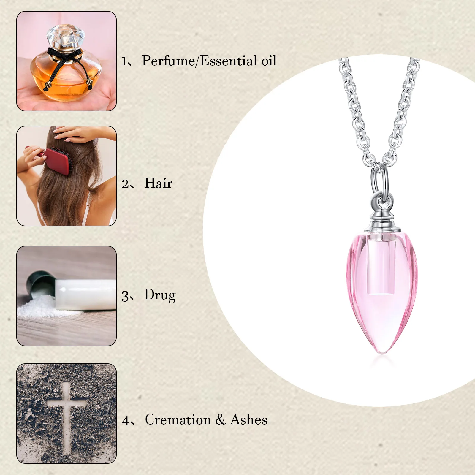 Teardrop Memorial Ashes Urn Necklaces for Women, Waterdrop Cremation Jewelry, Glass Keepsake Pendant Locket for Ashes