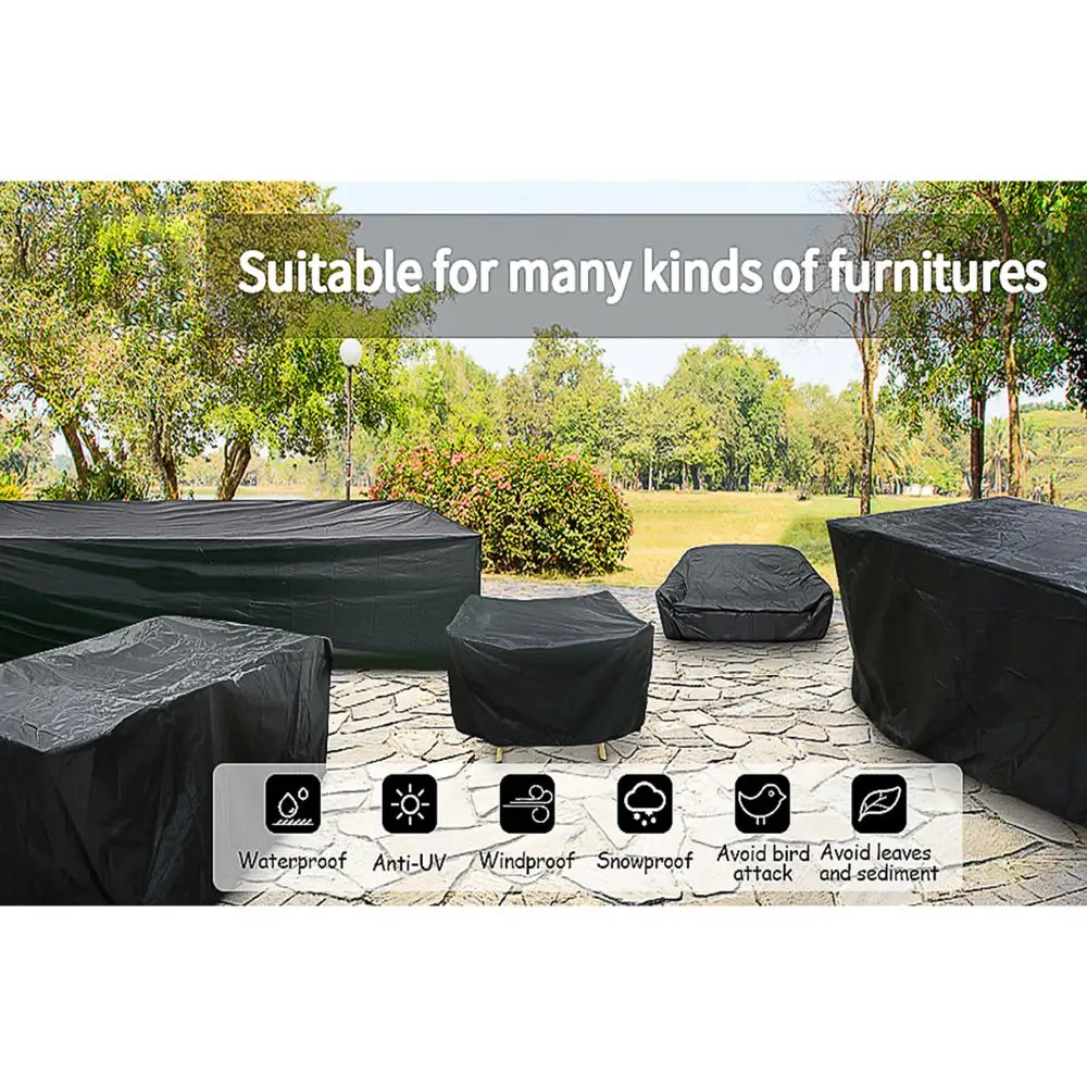 

Outdoor Furniture Cover with Handles and Durable Hem Cord Waterproof UV Resistant Fabric Table and Chair Sofa Covers