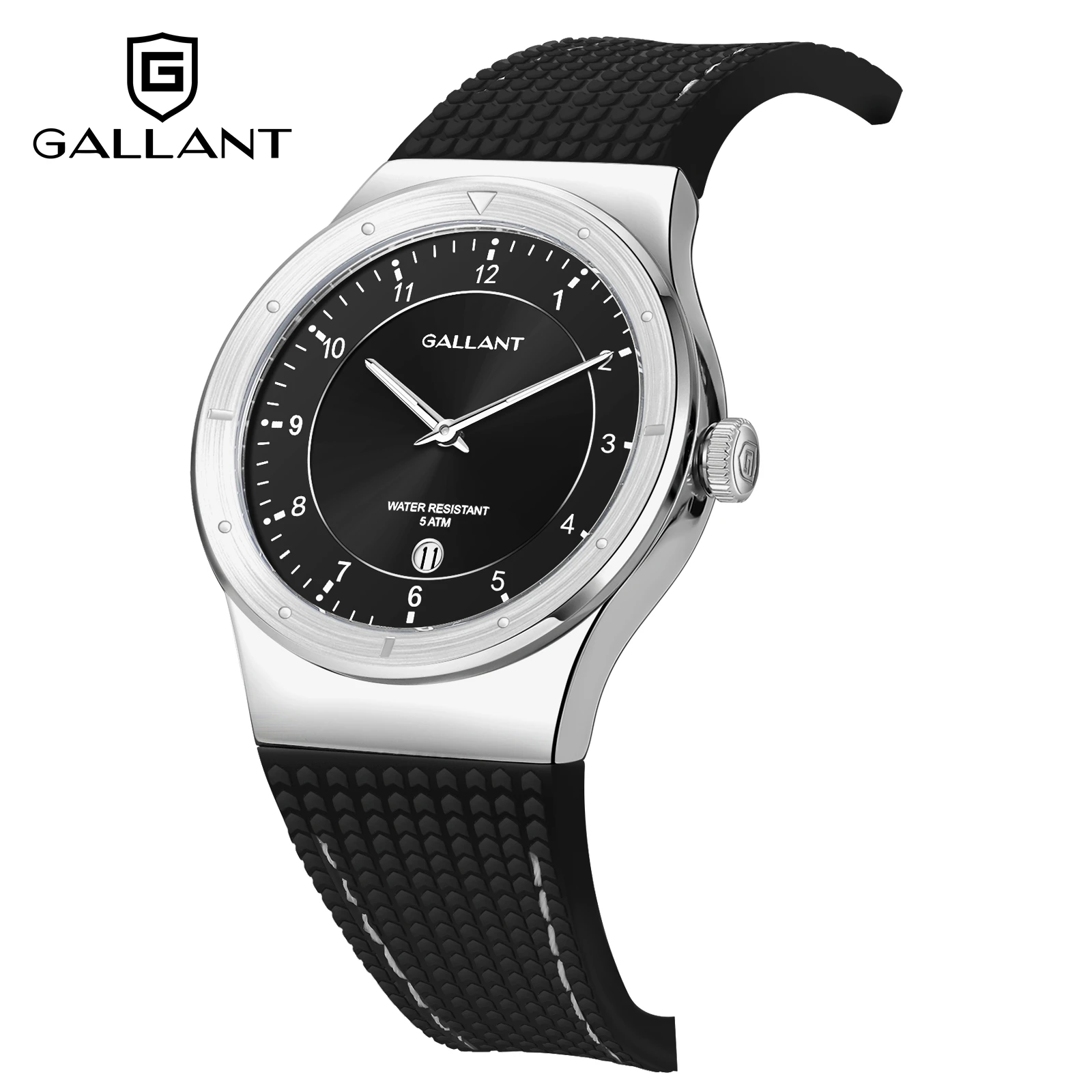 GALLANT Men\'s Watch Elegant Swiss Quartz Watches Stainless Steel Wristwatch for Men Luxury 5ATM Silicone Strap Reloj Hombre 40mm