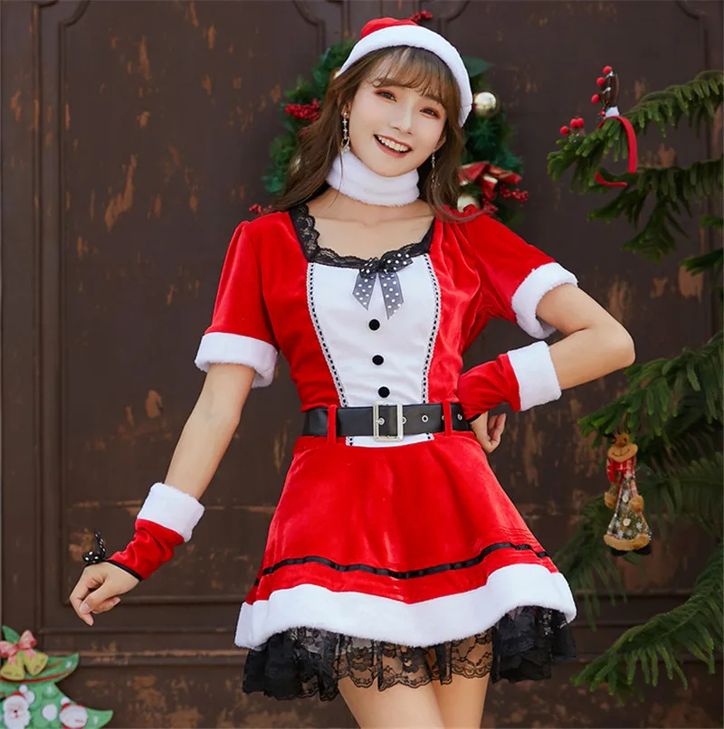 

Women's Christmas costumes Japan and South Korea cute Christmas short skirt rave party adult Santa Claus costume