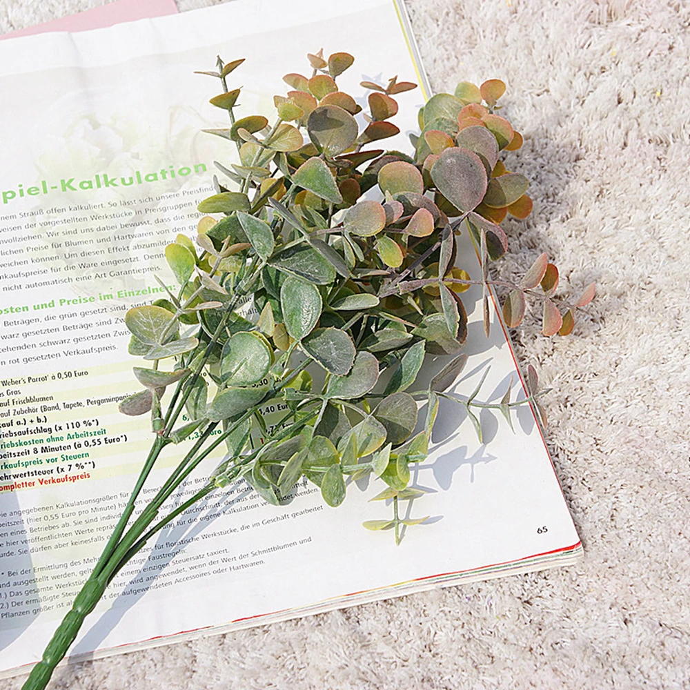 Künstliche Kunststoffpflanzen, Blätter, grüner Eukalyptuszweig, DIY-Garten, Zuhause, Weihnachten, Hochzeit, Vase für Dekoration, künstliche Kunstblumen – Detail 18